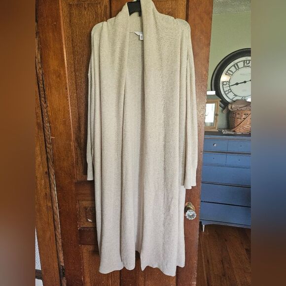 Time and Tru Cream Duster Cardigan Women’s M Long Lightweight Knit Layering NWT - Picture 1 of 5